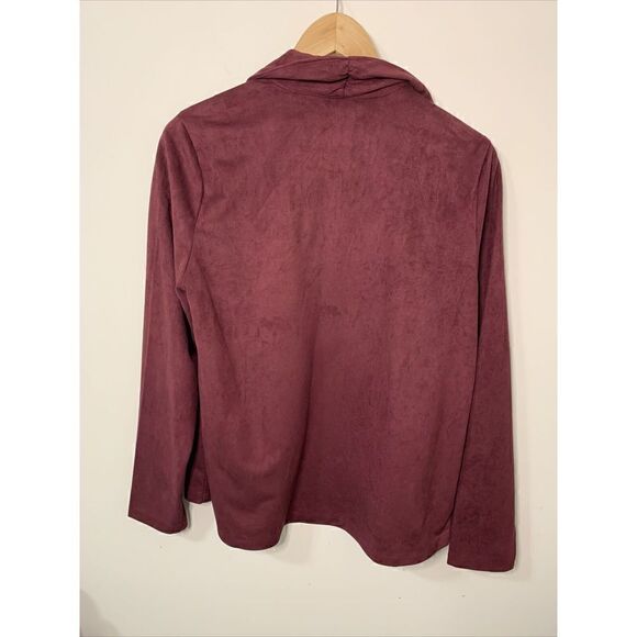 db established 1962 Wine Faux Suede Open Front Cardigan Size Medium - Picture 5 of 6